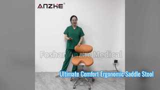 AZ-ST11-1 Ergonomisch zadel Medische operatorkruk Video | Verstelbare tandartskruk van microvezelleer