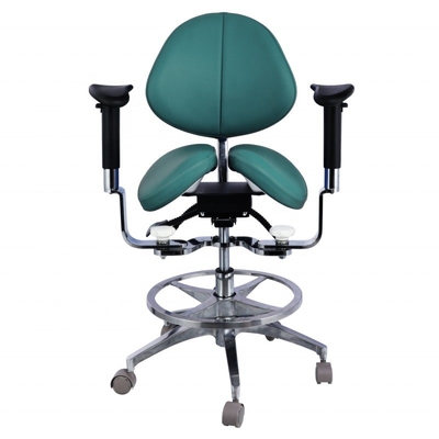 Ergonomische Split Saddle Seat Tandartsstoel Luxe Microfiber Leather Dental Swivel Saddle Chair