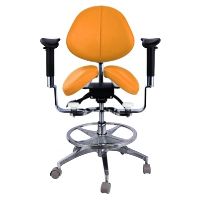 Ergonomische Split Saddle Seat Tandartsstoel Luxe Microfiber Leather Dental Swivel Saddle Chair