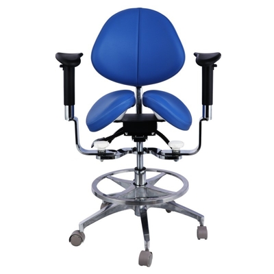 Ergonomische Split Saddle Seat Tandartsstoel Luxe Microfiber Leather Dental Swivel Saddle Chair