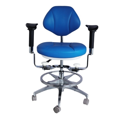 Ergonomisch ontwerp tandartsassistent stoel 5 universele wielen tandheelkundige kruk met dubbele armsteun