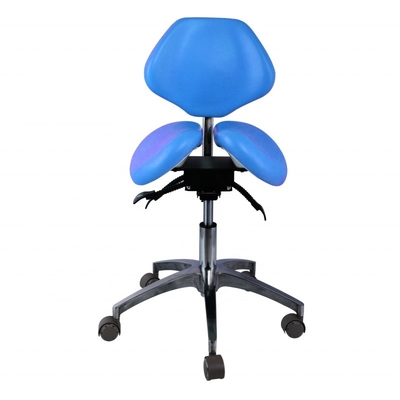 Unieke tandartsstoel Blauwe kleur kapperstoel Comfortabele tandheelkundige tweeling zadelstoel