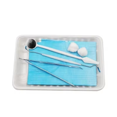 Eenmalig tandheelkundig instrumentenpakket met spiegel/tweezer/sonde/bib//bak