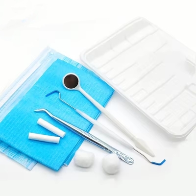 Eenmalig tandheelkundig instrumentenpakket met spiegel/tweezer/sonde/bib//bak