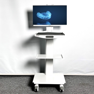 Tandheelkundige kliniek Instrumenten trolley met stopcontact roestvrij staal orale scan mobiele wagen met 24 inch scherm