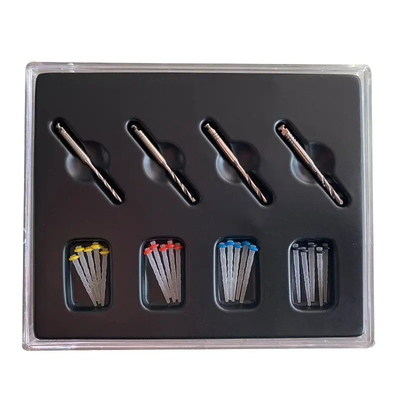 Tandheelkundig recht schroef conic endodontie spiraalvezel post met boor 20 post en 4 boor tandheelkundig glasvezel post