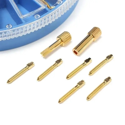 Behandeling Gebruik roestvrij staal Tandschroef Post Tandheelkundig Instrument Endodontisch Geassorteerd Goudgeplatte Schroef Post 120pcs Per Doos