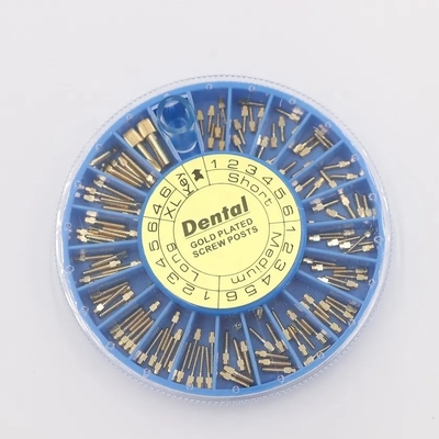 Behandeling Gebruik roestvrij staal Tandschroef Post Tandheelkundig Instrument Endodontisch Geassorteerd Goudgeplatte Schroef Post 120pcs Per Doos
