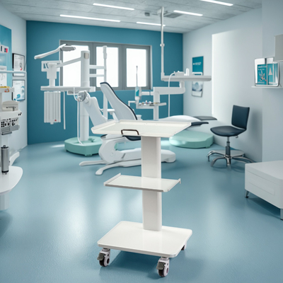 Tandartswagen van roestvrij staal Multifunctioneel mobiel laboratoriumkarretje met ingebouwde stopcontact 3 lagen mobiele trolley