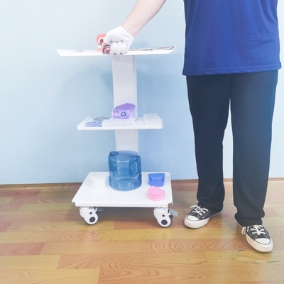 Tandartswagen van roestvrij staal Multifunctioneel mobiel laboratoriumkarretje met ingebouwde stopcontact 3 lagen mobiele trolley
