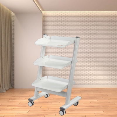 Lichtgewicht tandheelkundige kliniekwagen met 3 lagen metalen tandheelkundige apparatuur trolley met stopcontact medische instrumentenwagen