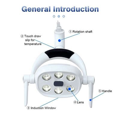 6 LED Tandheelkundige Inductielamp voor Tandheelkundige Unit 9W Verstelbare Mondchirurgie LED Lamp Sensor Type Schaduwvrije Operatielamp