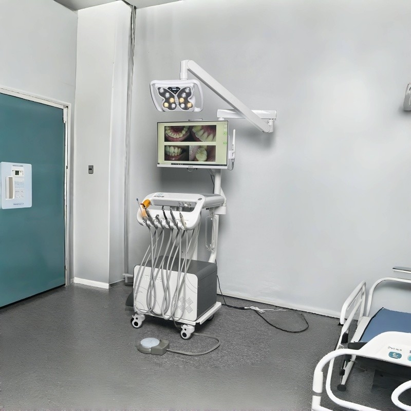 Multifunktioneel tandheelkundige kliniek apparatuur tandheelkundige turbine lage geluid tandheelkundige trolley met luchtcompressor draagbare tandheelkundige eenheid