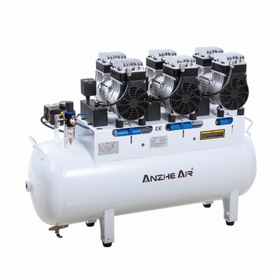 90L stille luchtcompressor Olievrij 2500W tandheelkundige luchtcompressor gebruikt voor 6 tandheelkundige stoelen