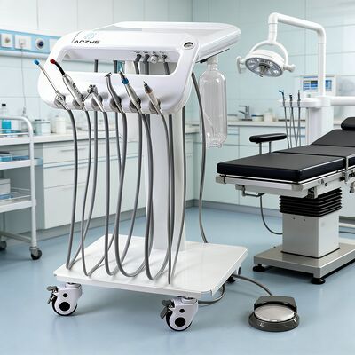 Goede prijs. Draagbare tandheelkundige machine voor dierenartsen met 550W vermogen 10L roestvrij lucht tank en 38DB geluidsniveau voor mobiele tandheelkundige behandeling online