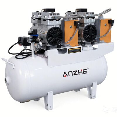 Goede prijs. 60L Tank 1700W Power Olievrije tandheelkundige luchtcompressor met droger voor 4 tandheelkundige stoelen online