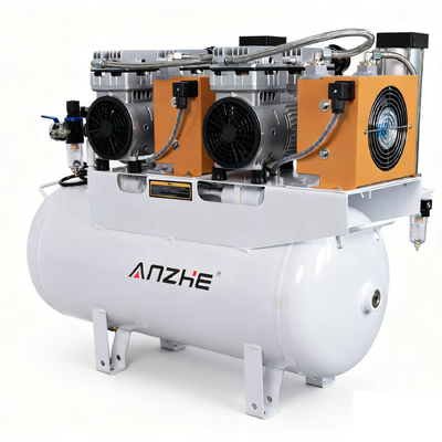 Silent Oil Free Dental Air Compressor with Air Dryer 60L 1700W Low Noise Dental Compressor for 4 Dental Chairs