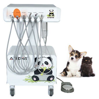 Draagbare Veterinaire Tandheelkundige Eenheid met ingebouwde Silent Oil Free Air Compressor All in One Veterinaire Tandheelkundige Werkstation met Ultrasone Scaler LED Curing Light en Zuigsysteem voor Dierenklinieken