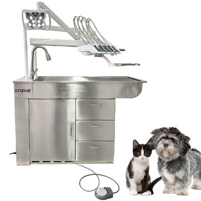 Veterinaire tandheelkundige behandeling LED bleek vlinderlamp 32L olievrije luchtcompressor roestvrij staal werkstation