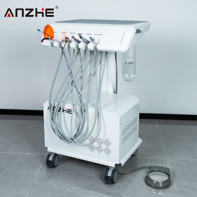 Draagbare tandheelkundige unit met ingebouwde luchtcompressor Ultrasone scaler LED-uithardingslicht Handstuk met hoge snelheid Mobiele tandheelkundige behandelingswagen Compact tandheelkundig werkstation voor tandartskliniek