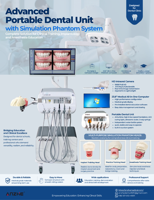Draagbare tandheelkundige trainingsunit met 23,8 inch All in One Computer HD Intraorale Camera Phantom Head voor Implantatie Anesthesie en tandheelkundige educatie