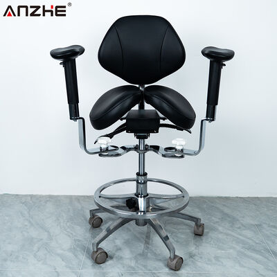 Ergonomische gespleten zadel tandheelkundige kruk verstelbare hoogte medisch arts stoel met aangepaste kleur microfiber leer PU bekleding