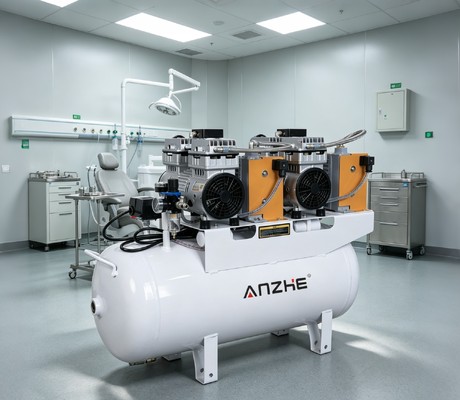 Goede prijs. 60L Stille Olievrije Tandheelkundige Luchtcompressor met Droger 1700W Hoge Efficiëntie voor 4 Tandartsstoelen online