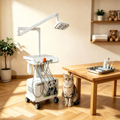 Goede prijs. Draagbare Veterinaire Tandheelkundige Unit met 8 LED Tandheelkundige Lamp Ingebouwde Air Compressor Scaler Uithardingslamp Zuig Mobiel Werkstation online