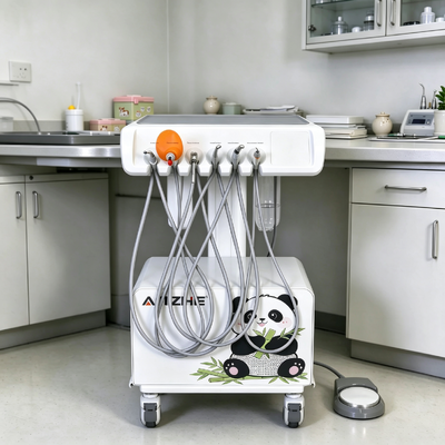 Mobiele Veterinaire Tandheelkundige Werkstation 550W Olievrije Luchtcompressor Draagbare Tandheelkundige Unit voor Huisdieren met Zuigkracht en LED Uithardingslamp