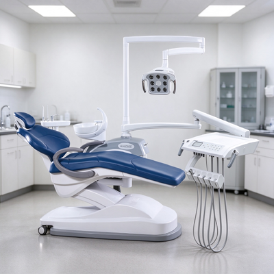 Goede prijs. Premium Blue Luxury Dental Chair Unit met beweegbare instrumentenbak 24V DC Low Noise Motor voor tandheelkundige kliniek en ziekenhuis online